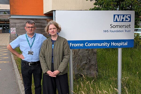 Anna Sabine MP with Cllr Adam Boyden at Frome Hospital